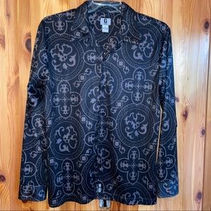 Vintage GUESS Button Front Tribal Rock Goth Graphic Shirt Medium